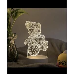 🐻 LED Teddy Bear Night Light - Acrylic 3D Lamp for Nursery, Children's Room Dec